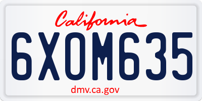 CA license plate 6XOM635