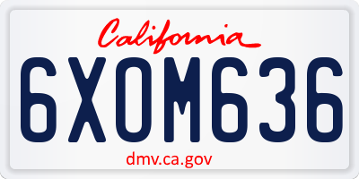 CA license plate 6XOM636