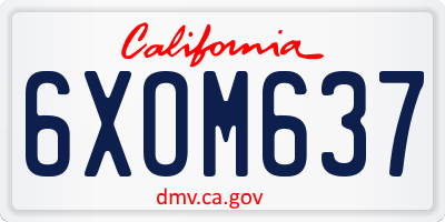 CA license plate 6XOM637