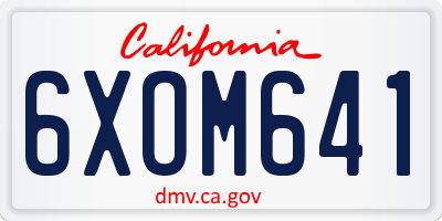 CA license plate 6XOM641