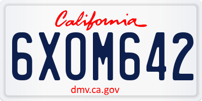 CA license plate 6XOM642