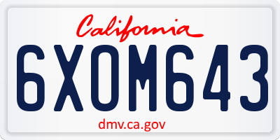 CA license plate 6XOM643