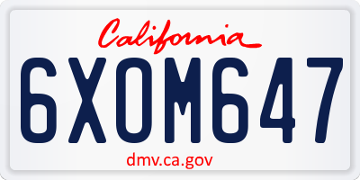 CA license plate 6XOM647