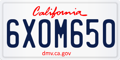 CA license plate 6XOM650
