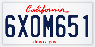 CA license plate 6XOM651
