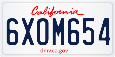 CA license plate 6XOM654