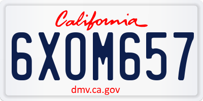 CA license plate 6XOM657