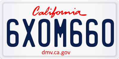 CA license plate 6XOM660