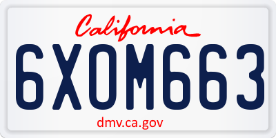 CA license plate 6XOM663