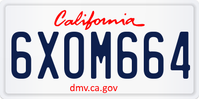CA license plate 6XOM664