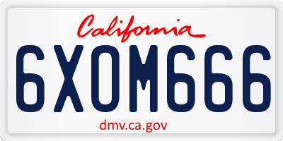 CA license plate 6XOM666