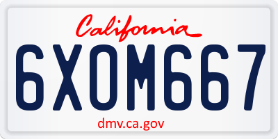 CA license plate 6XOM667