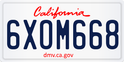 CA license plate 6XOM668