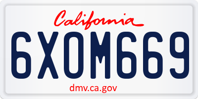 CA license plate 6XOM669
