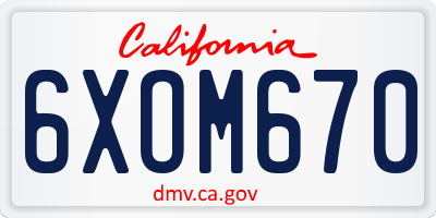 CA license plate 6XOM670