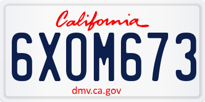 CA license plate 6XOM673