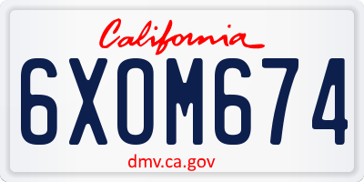 CA license plate 6XOM674