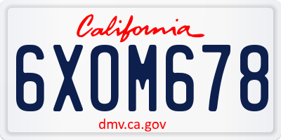 CA license plate 6XOM678