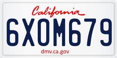 CA license plate 6XOM679