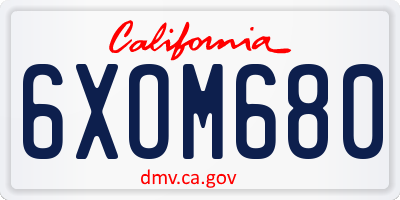 CA license plate 6XOM680