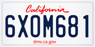 CA license plate 6XOM681