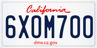 CA license plate 6XOM700