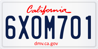 CA license plate 6XOM701