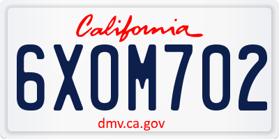 CA license plate 6XOM702