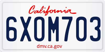 CA license plate 6XOM703