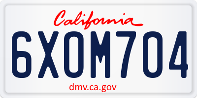 CA license plate 6XOM704
