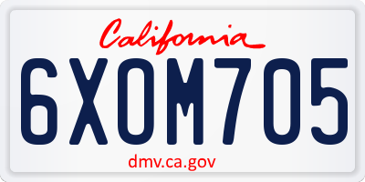 CA license plate 6XOM705