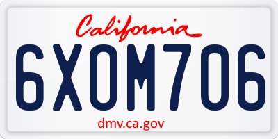CA license plate 6XOM706