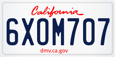 CA license plate 6XOM707