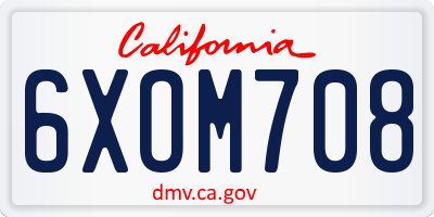 CA license plate 6XOM708