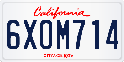 CA license plate 6XOM714