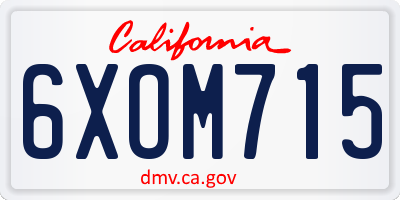 CA license plate 6XOM715