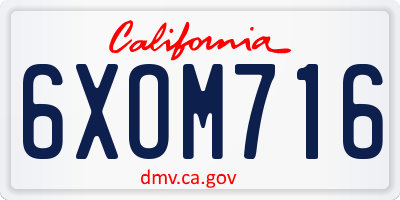 CA license plate 6XOM716