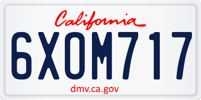 CA license plate 6XOM717