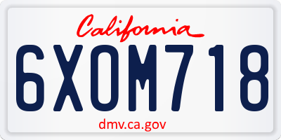CA license plate 6XOM718