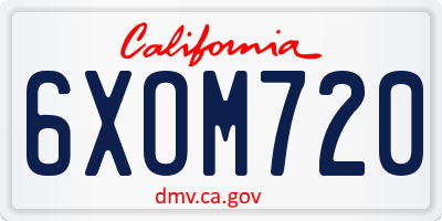 CA license plate 6XOM720