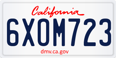 CA license plate 6XOM723