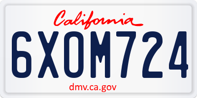 CA license plate 6XOM724
