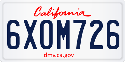 CA license plate 6XOM726