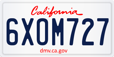 CA license plate 6XOM727