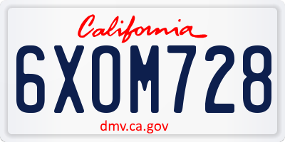 CA license plate 6XOM728