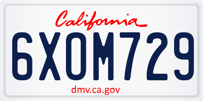CA license plate 6XOM729