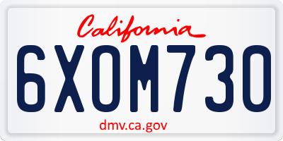 CA license plate 6XOM730