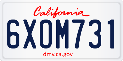 CA license plate 6XOM731