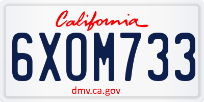 CA license plate 6XOM733