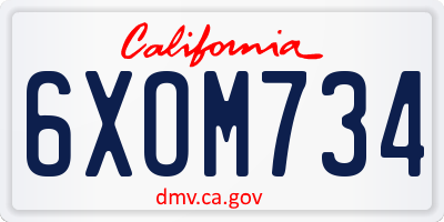 CA license plate 6XOM734